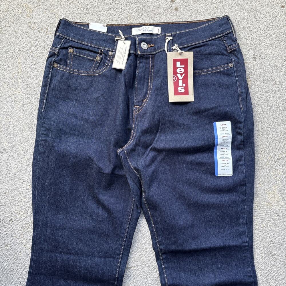 New Levi's 515 Jeans Womens 10 Short Stretch Mid Rise Boot Cut Dark Wash Y2K NWT